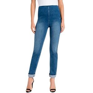 Lysse 1X Boyfriend Denim Pant Mid Wash Jeans Comfort Jeggings Pockets Cuffed